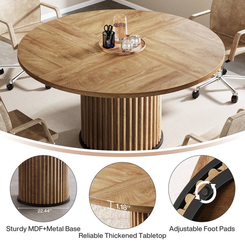 47 Inch Round Conference Table with Metal Base - 47.24" W x 47.24" D x 29.92" H
