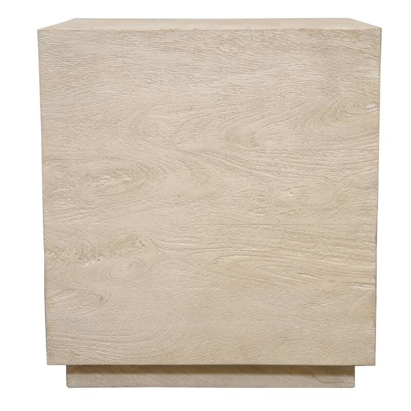 HomeRoots 20" Natural Distressed Solid Wood Square Block End Table - 18.00 in. x 20.00 in. x 18.00 in.