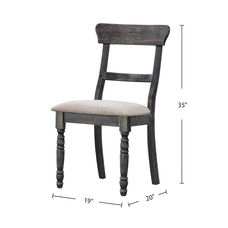 Set of 2 Light Brown Linen Side Chair in Weathered Gray