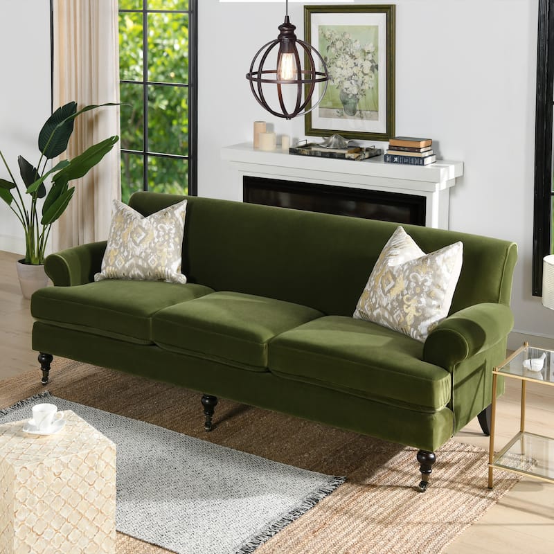 Alana Lawson 88 Inch Living Room Sofa – Three Cushion Couch with Rolled Arms and Tight Back – Minimal Assembly Required