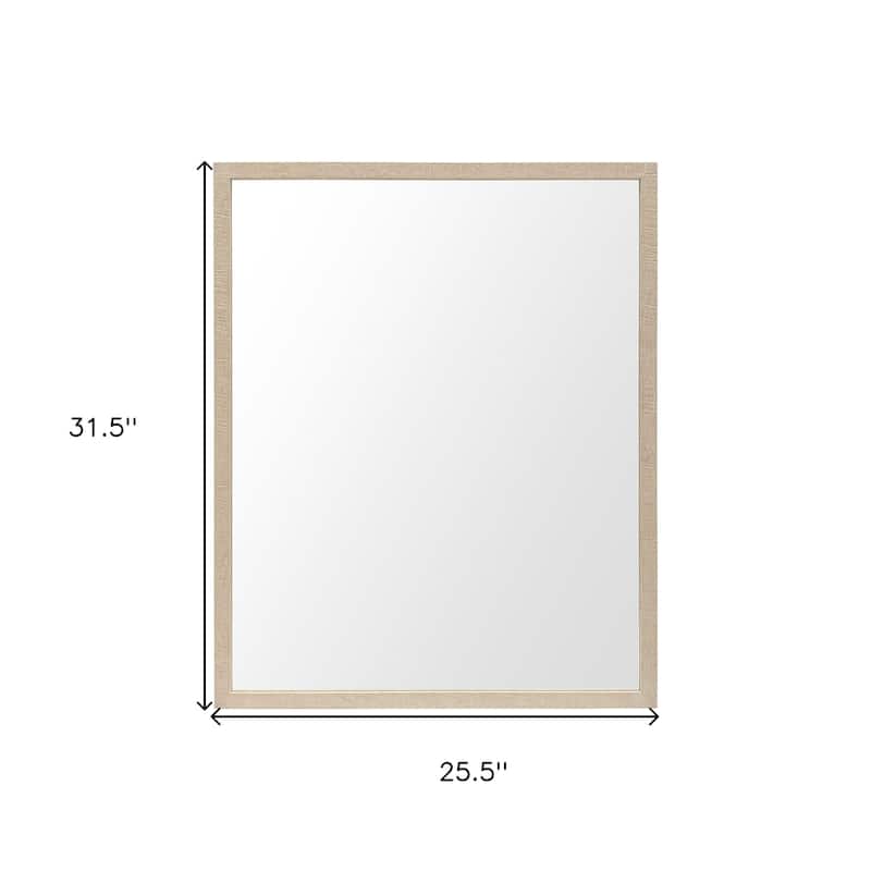 HomeRoots 32" Tan Framed Bathroom Vanity Mirror - 25.50 in. x 31.50 in. x 1.75 in.