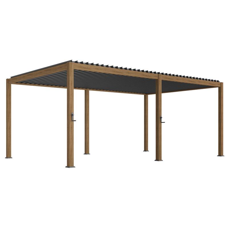 BONOSUKI Outdoor Louvered Pergola with Aluminum Frame for Modern Patio Living