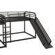 preview thumbnail 7 of 6, Full and Twin Size L-Shaped Bunk Bed with Slide & Short Ladder, Metal Bunk Bed Frame for 4 Kids, Teens, No Box Spring Required