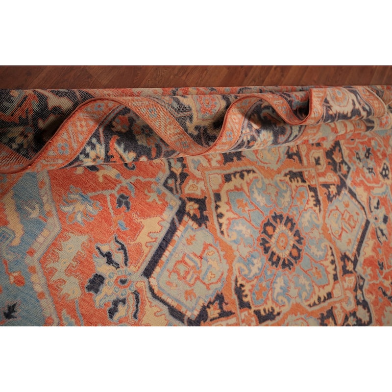 Vegetable Dye Heriz Serapi Area Rug Handmade Oriental Wool Carpet - 9'1" x 12'0"