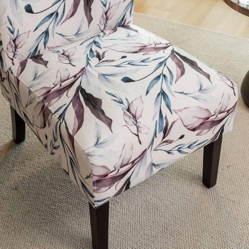 Capa Print Fabric Armless Contemporary Accent Chair for Living Room,Purple Floral
