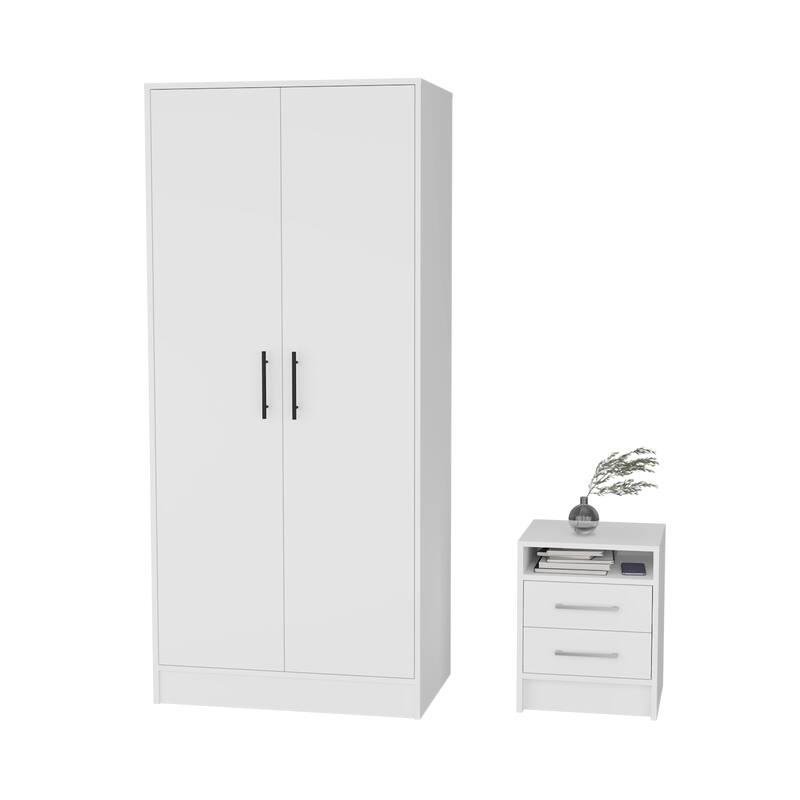 2-Piece Bedroom Set, Armoire + Nightstand