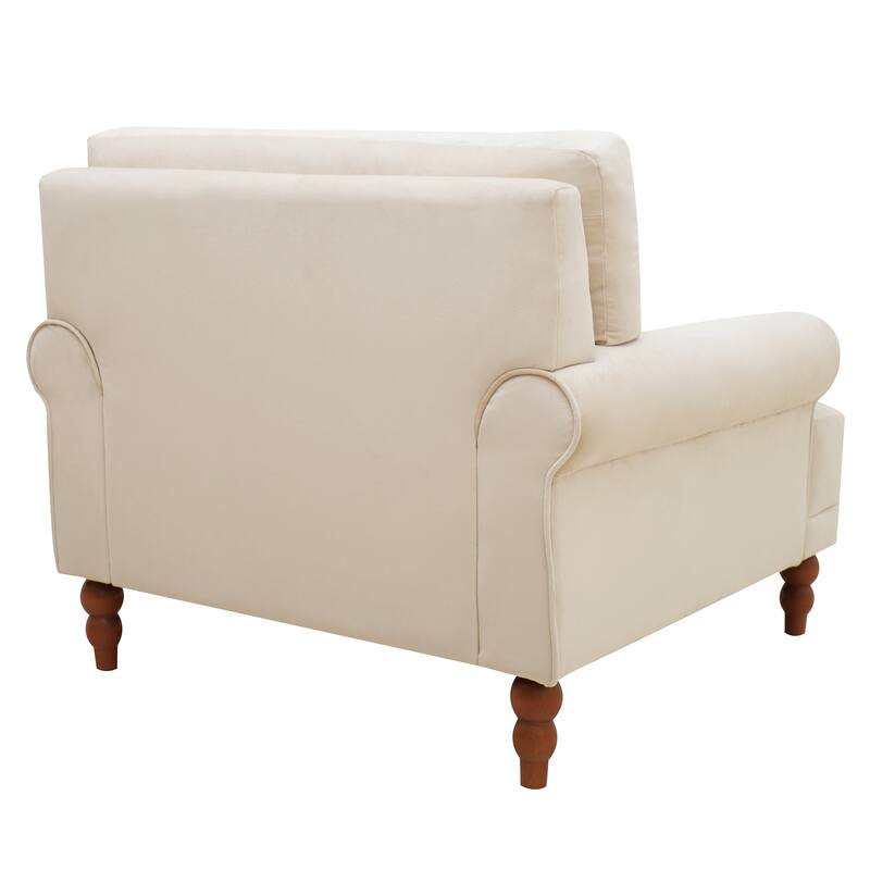 Accent chair, Elegant Circular Armrests, Ergonomic Lumbar Support, Vintage Roman Column Legs, for Living room,Bedroom