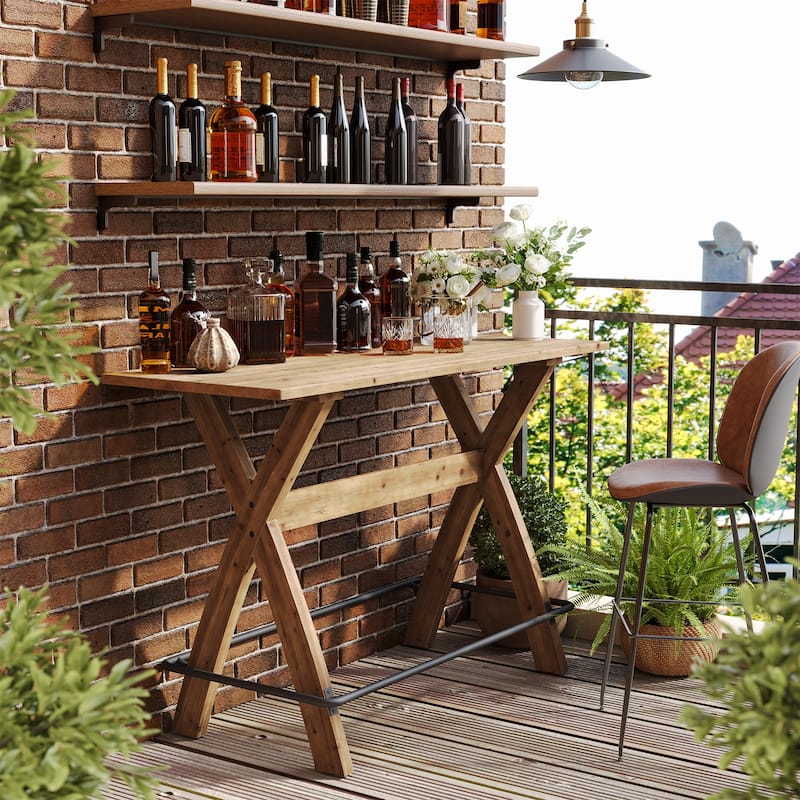 63" Solid Wood Bar Cocktail Coffee Pub Table