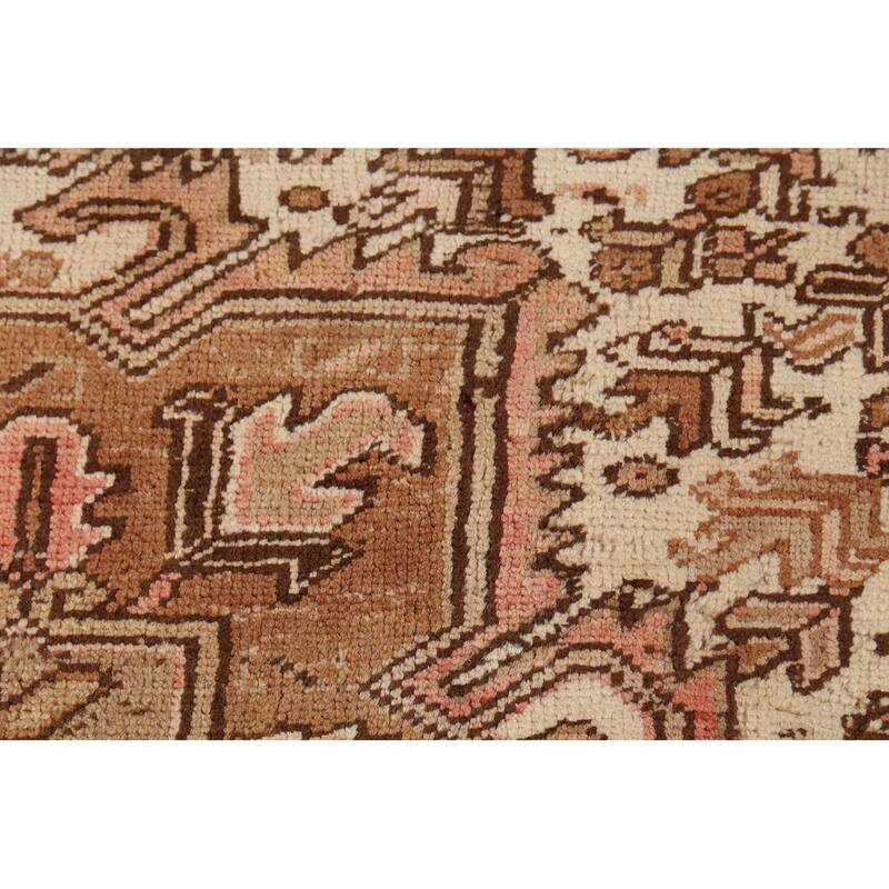 Pink Heriz Persian Vintage Area Rug Hand-Knotted Wool Carpet - 8'0"x 10'8"