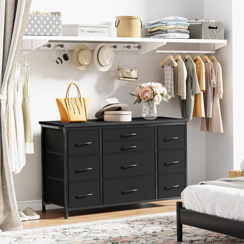 55 Inch Dresser TV Stand with Charging Station and Wood Tabletop