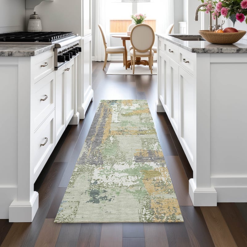 Machine Washable Indoor/Outdoor Casual Contemporary Chantille Rug