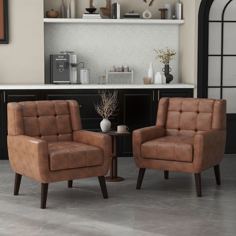 Set of 2 Tufted Upholstered Accent Armchair