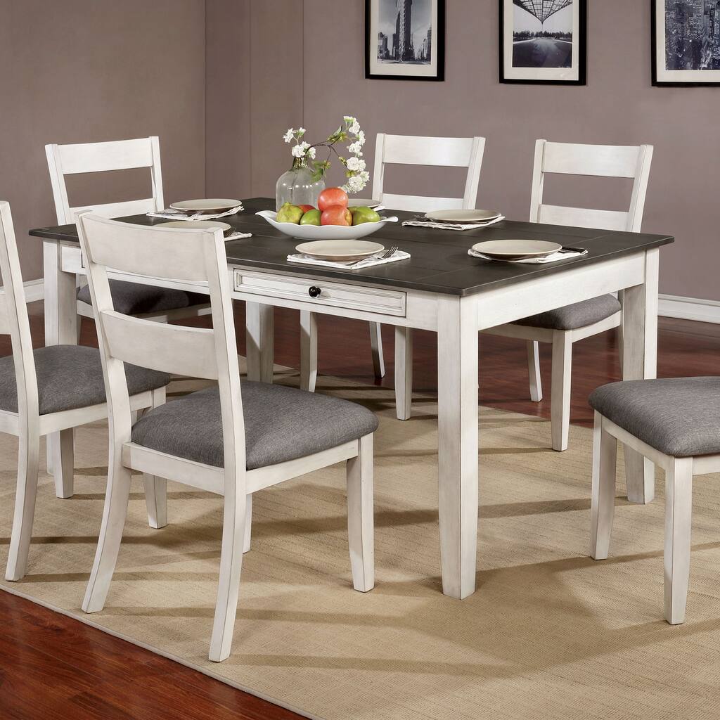 Furniture of America Lyndale Farmhouse White 64-inch Wood Dining Table ...