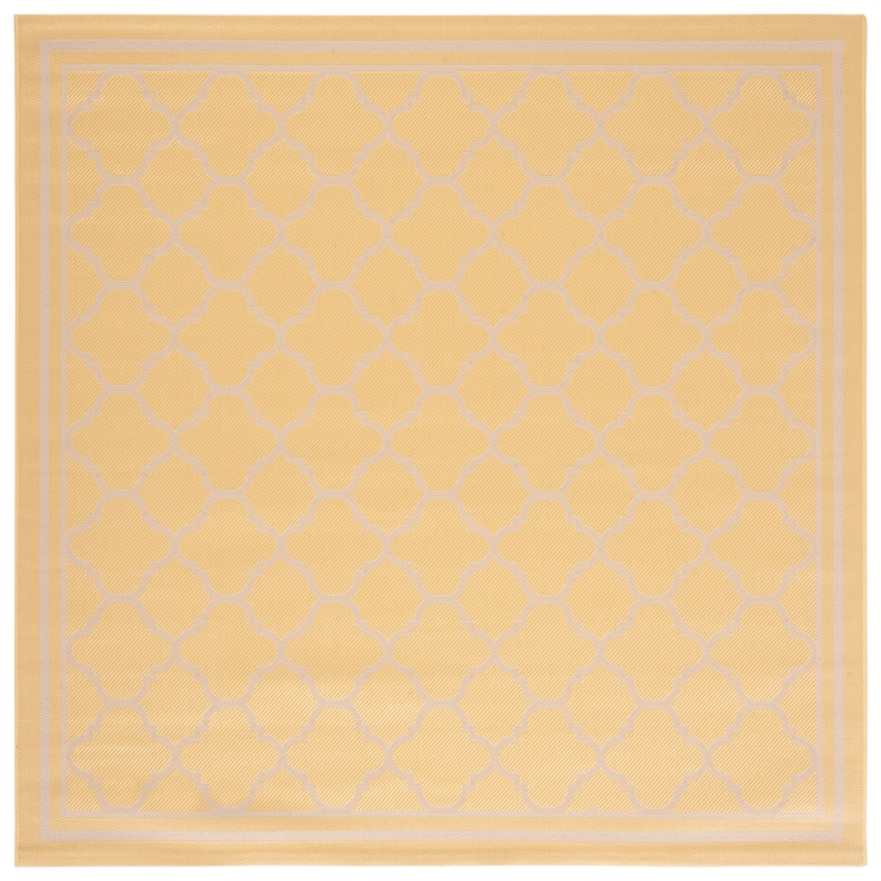SAFAVIEH Courtyard Kristelle Indoor/ Outdoor Waterproof Patio Backyard Rug - 6'7" Square - Gold/Beige