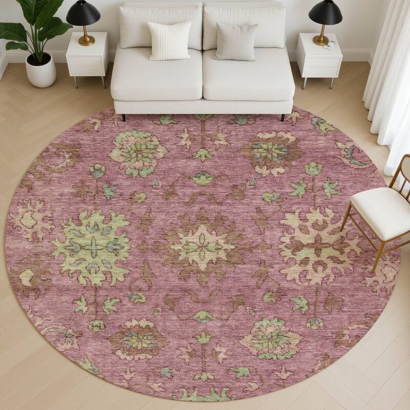 Premium Washable Super Soft Traditional Caply Mayfield Rug - Pink - 8' x 8'