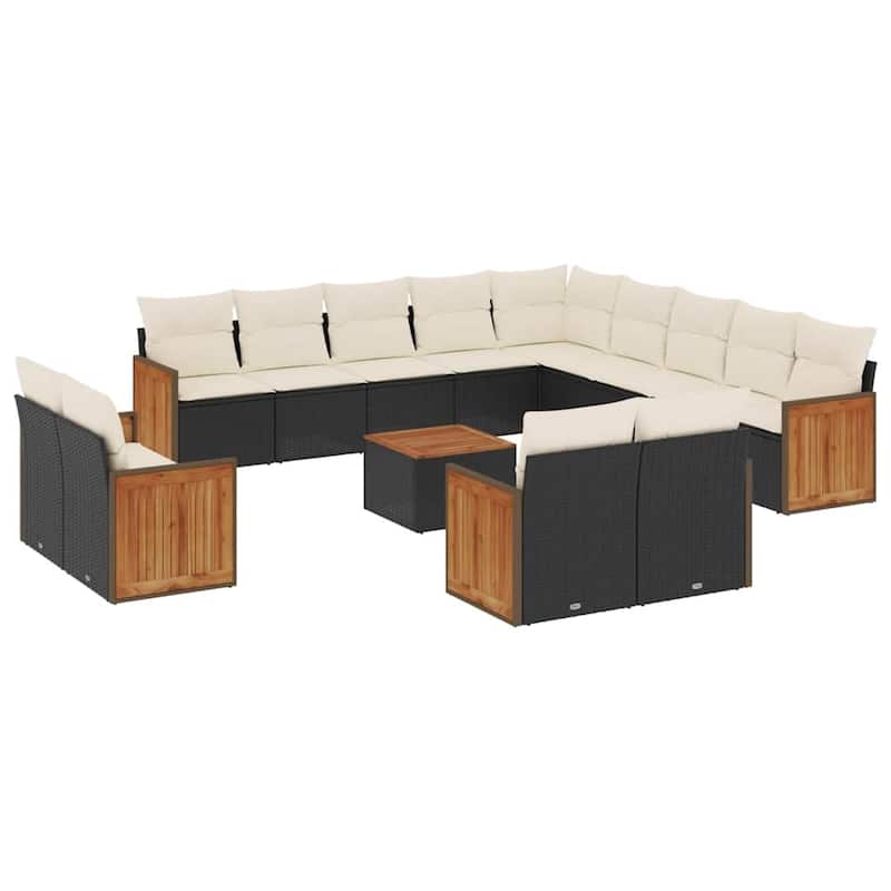 vidaXL Patio Sofa Set with Cushions Outdoor Conversation Furniture Poly Rattan