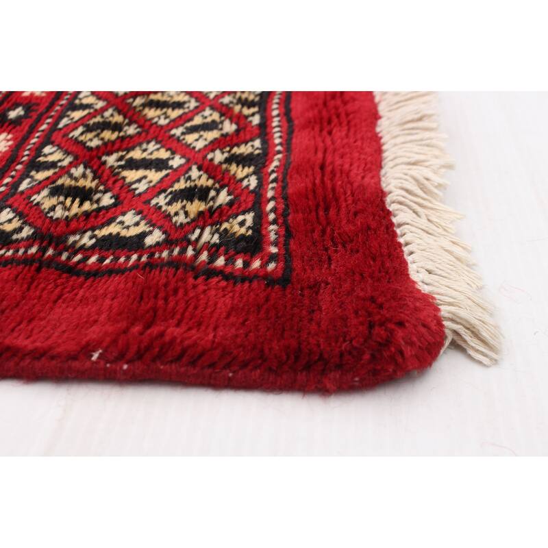 ECARPETGALLERY Hand-knotted Finest Peshawar Bokhara Red Wool Rug - 9'1 x 12'5