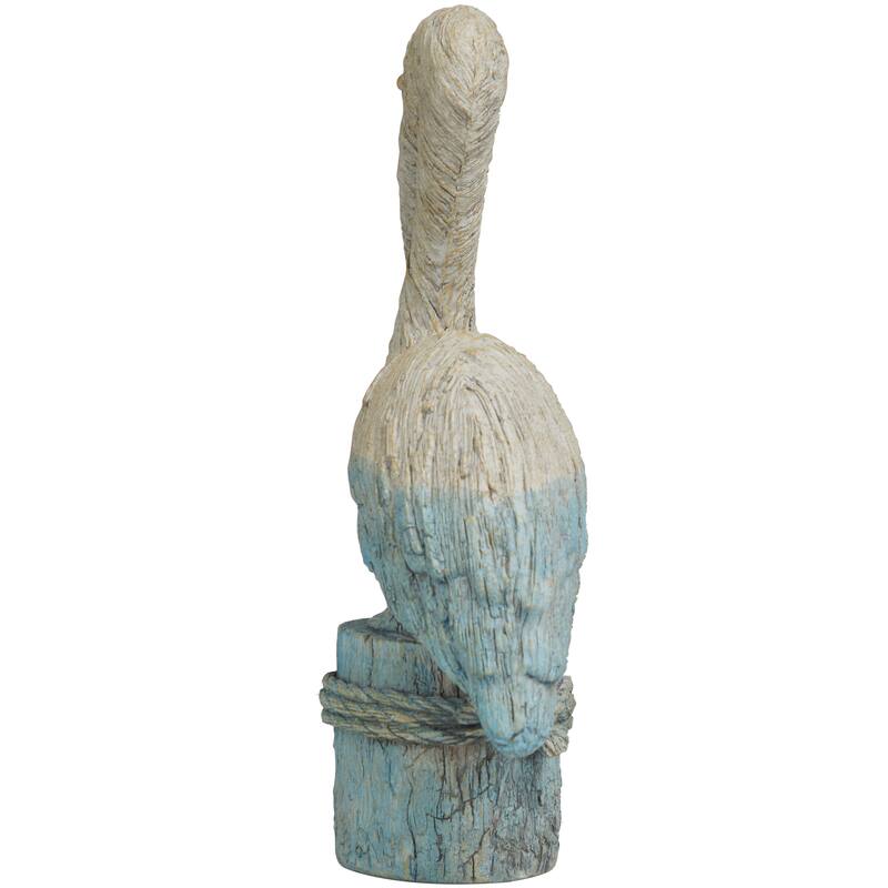 Polystone Bird Textured Ombre Sculpture with Rope Details - Blue - Roche River Decor - 4"W x 7"L x 15"H