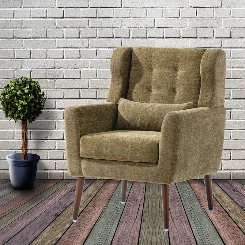 Mid-Century Modern Accent Chair with Waist Cushion, Set of 1