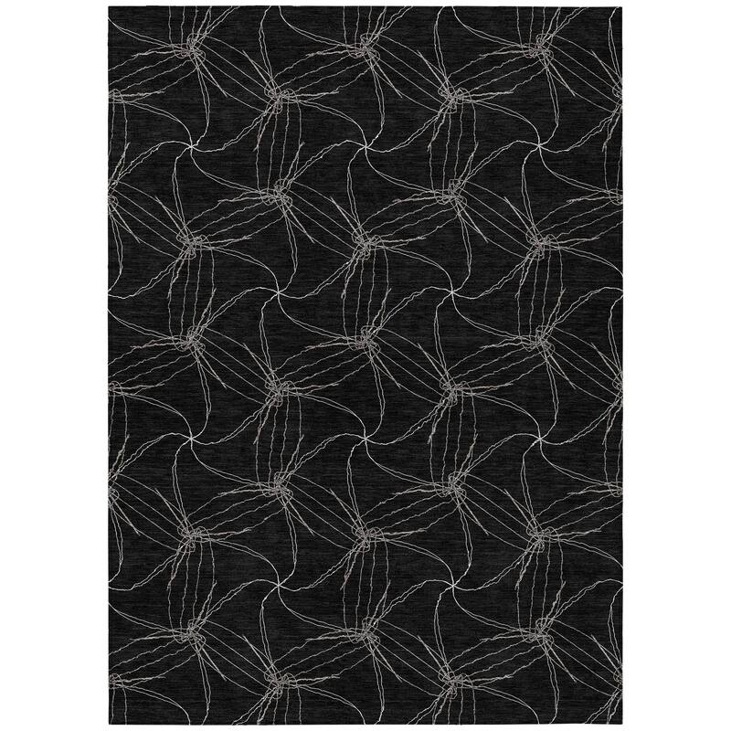 Machine Washable Indoor/ Outdoor Abstract Contemporary Chantille Rug