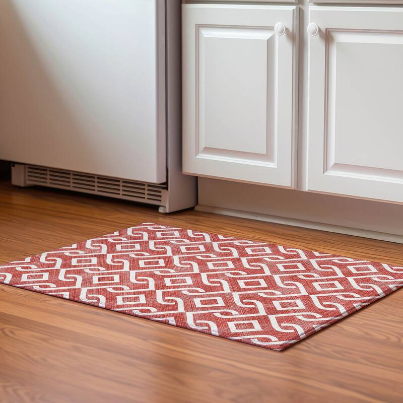 Premium Washable Super Soft Modern Medallions Mayfield Rug - Red - 1' 8" x 2' 6" - Rectangle