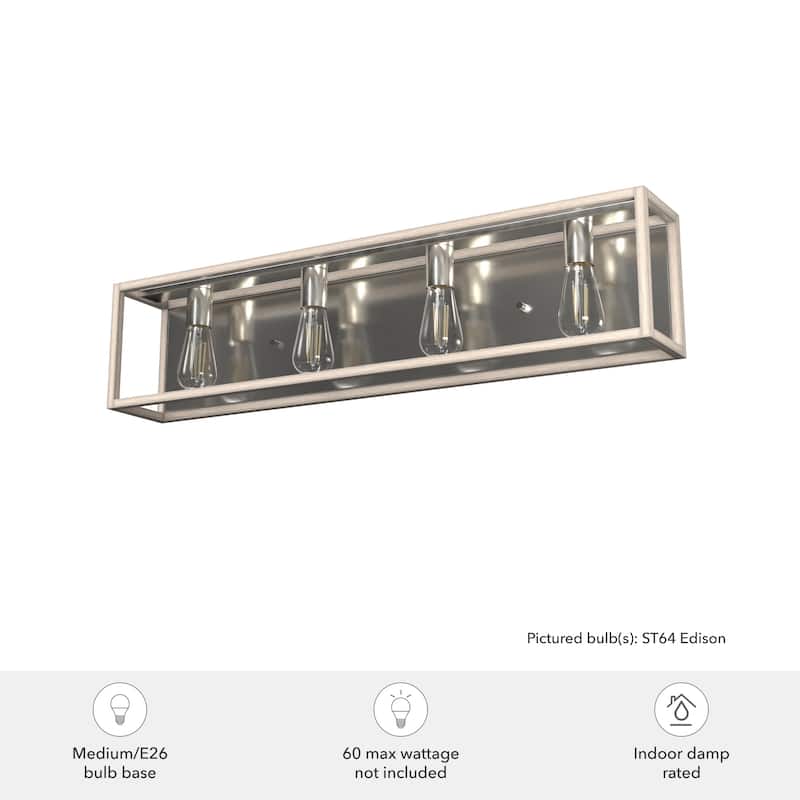 Hunter Squire Manor 4-Light Vanity Wall Light - Modern Farmhouse, Transitional - Damp Rated!