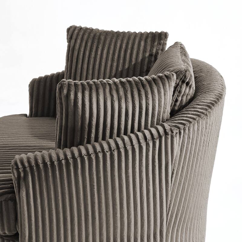UIXE Oversize 43" Plush Corduroy Swivel Barrel Chair Comfy Accent Chair For Living Room