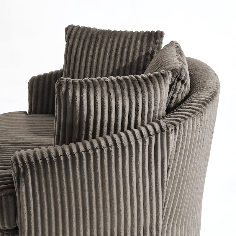 UIXE Oversize 43" Plush Corduroy Swivel Barrel Chair Comfy Accent Chair For Living Room