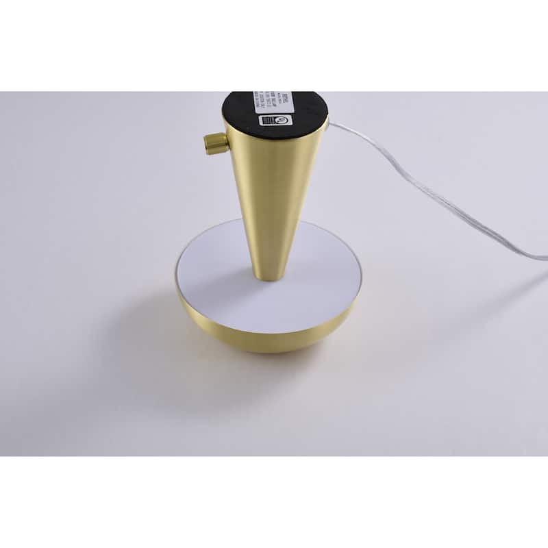 1-Light Stain Brass Table Lamp With A Satin Brass Metal Shade
