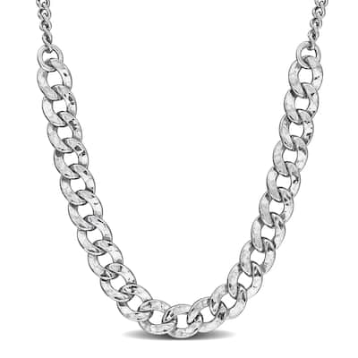 Miadora 2.5mm Curb 6.3mm Hammered Curb Link Chain Necklace in Sterling Silver