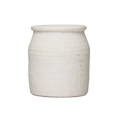 Terracotta Crock with Distressed Volcano Glaze - 6.3"L x 6.3"W x 7.1"H