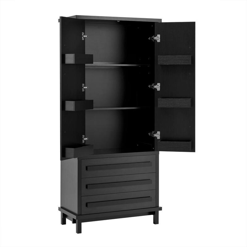 Farmhouse 70" Tall Kitchen Pantry Cabinet,Freestanding Wooden Kitchen Cupboard with 6 Door Shelves and 3 Drawers