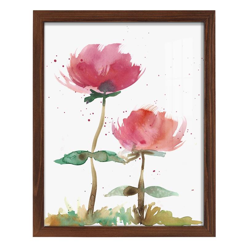 Pink Fleurs I -Framed Print w/glass-Cherry Red