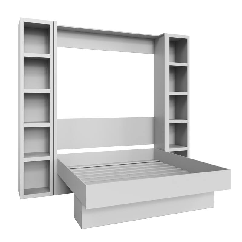 Easy-Lift King Murphy Wall Bed with Two Bookshelves