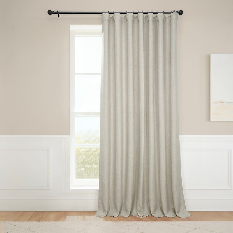 Exclusive Fabrics Textured Faux Linen Extra Wide Curtains Rod Pocket Single Panel (1 Panel) - 100 X 84 - Oatmeal