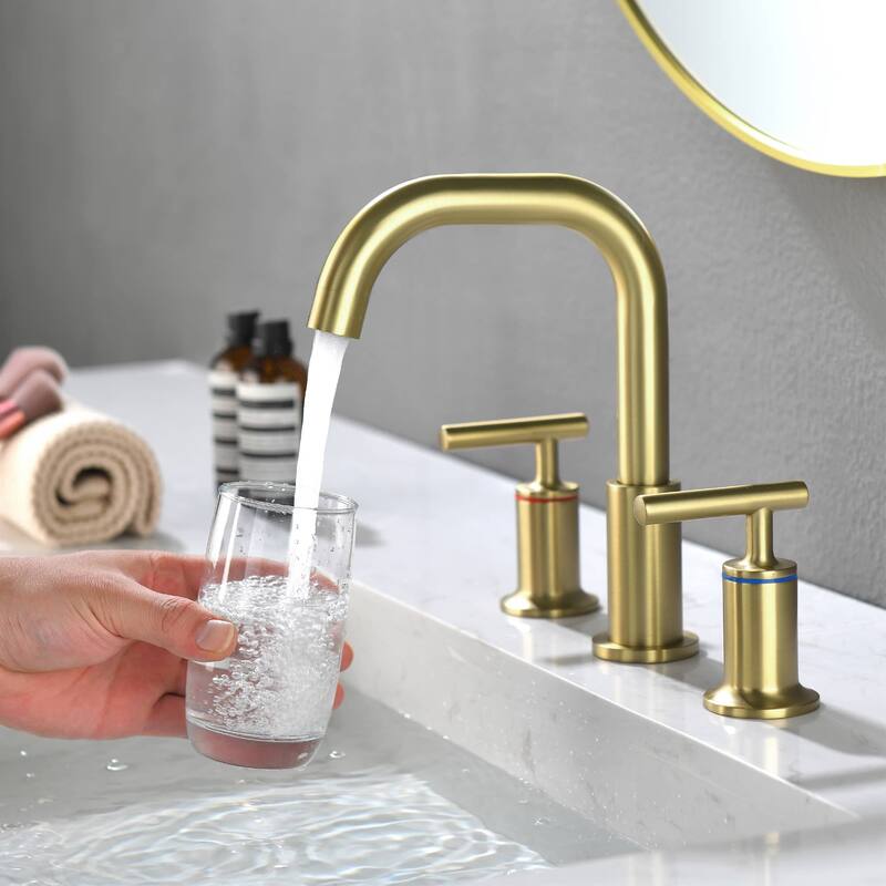Widespread Bathrom Faucet 3 Hoes Modern 8 Inch Bathroom Sink Faucet Double Handle Vanity Basin Faucets Mixer Taps With Valve