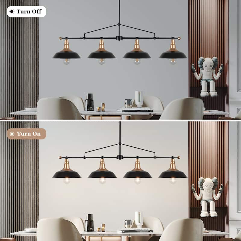 4/5-Light Industrial Linear Bowl-shaped Chandelier Lighting over Kitchen Table