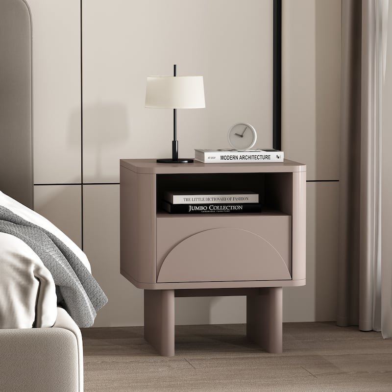 Modern 20-Inch Nightstand with Drawer and Open Shelf, Ideal for Bedroom or Living Room