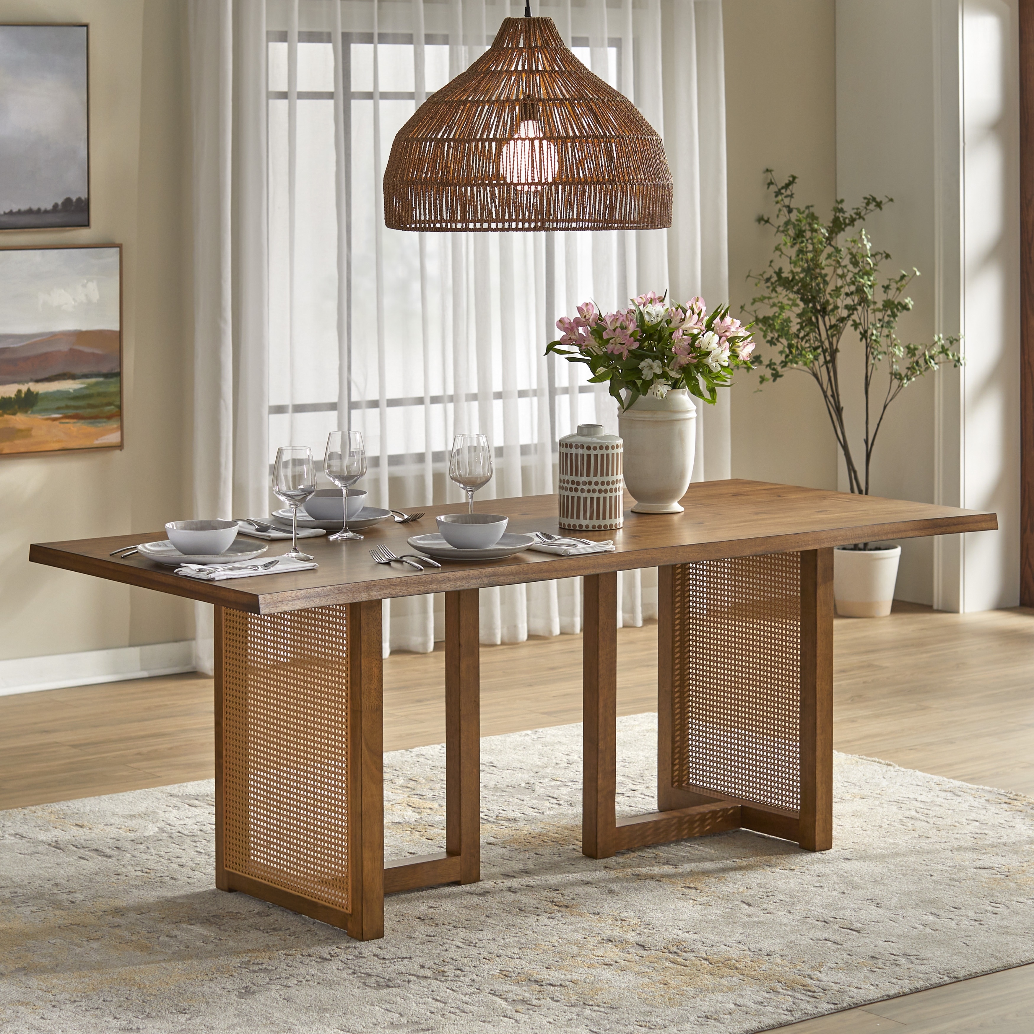 Lifestorey Felicity Live Edge Dining Set - Modern Style