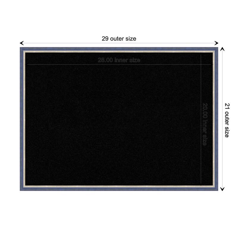 Theo Narrow Wood Framed Black Corkboard Bulletin Board - Theo Blue Narrow - Board Size 28x20