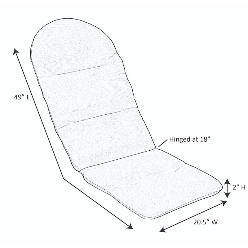 Sunbrella Solid Fabric 1-Piece Outdoor Adirondack Chair Cushion, 20.5"W x 49"L