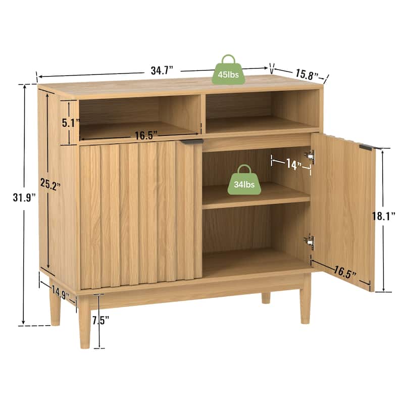 34 in. Buffet with Adjustable Shelves