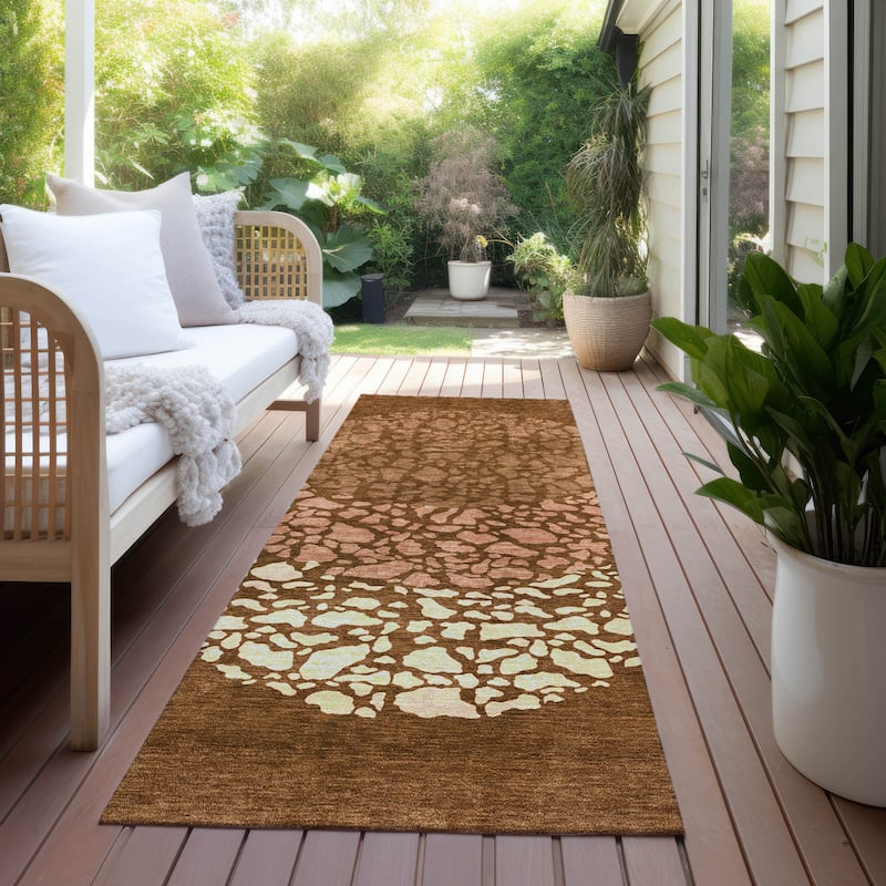 Machine Washable Indoor/ Outdoor Chantille Modern Mosaic Rug