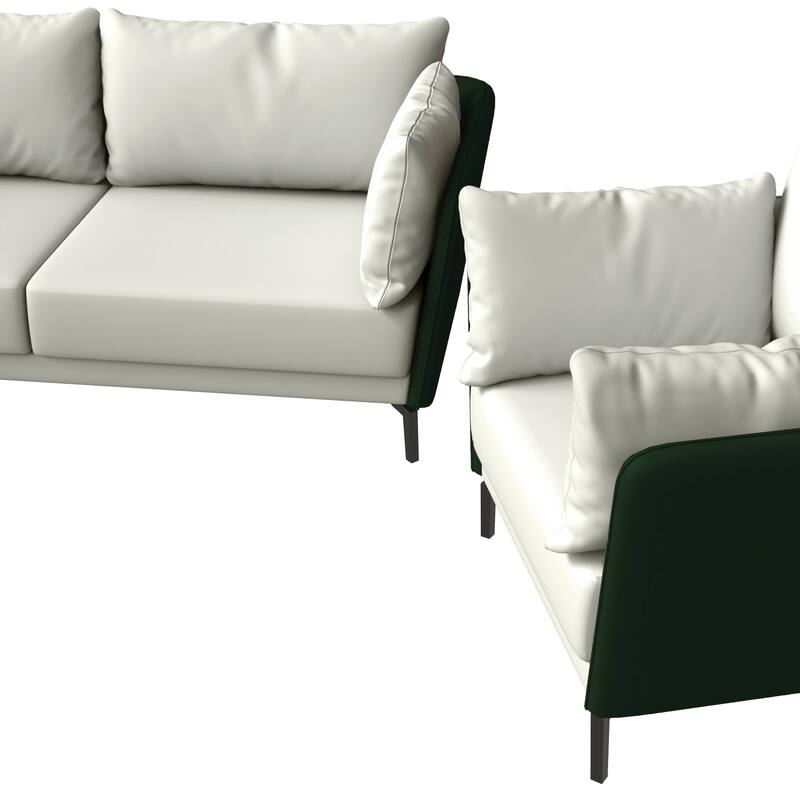 3-Piece Sofa Set Upholstered PU Leather with Metal Legs Removable Cushions for Modern Home Luxify Series by LeisureMod