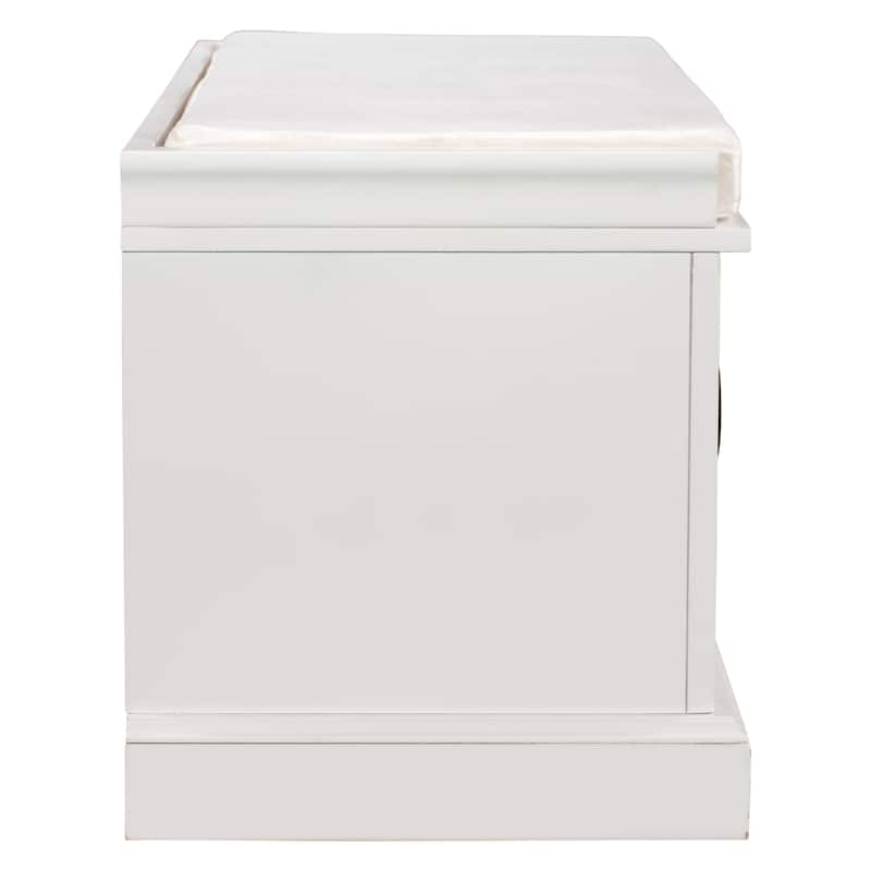 Storage Bench with 2 Drawers, 2 Cabinets and Removable Cushion - 42.5"L x 15.9"W x 17.5"H