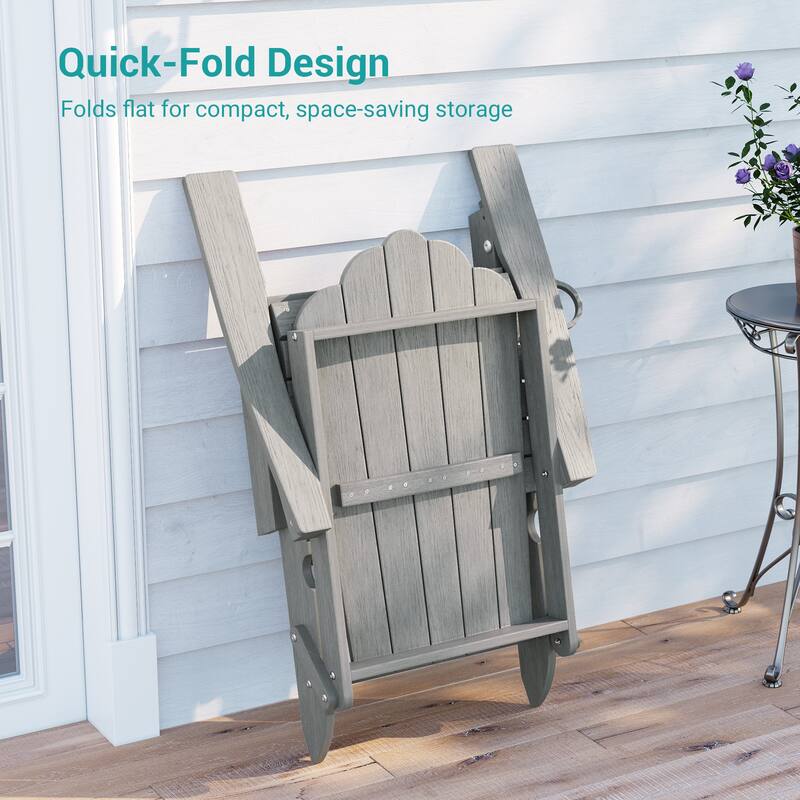 Folding HDPE Adirondack Chair with 3-Position Adjustable & Ottoman