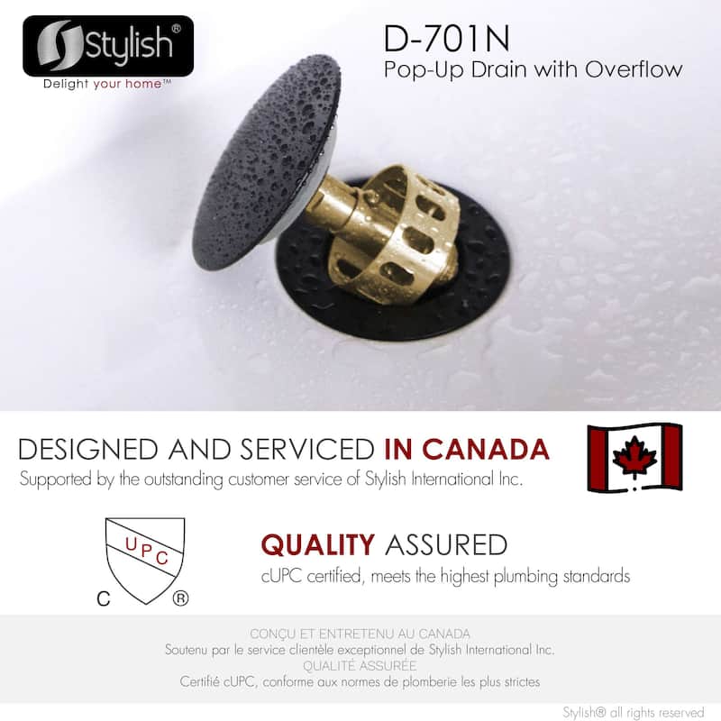STYLISH Pop-Up Bathroom Sink Drain with Overflow D-701