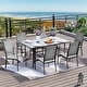 preview thumbnail 137 of 174, Patio Dining Set, Outdoor Dining Table and Chairs Set with Textilene Chairs, Adjustable Umbrella Hole for Garden, Backyard 7 Piece - Grey