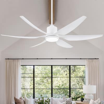 66-in Indoor Large LED Ceiling Fan with Light Remote (6-Blade)