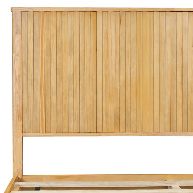 Christopher Knight Home - Anna Natural Wood Bed Frame With Reeded Headboard